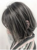 コントラストハイライト/内巻きボブ/透明感グレージュ/20代30代