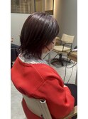 カジュアル暗色ピンクアッシュ×外ハネショート