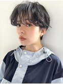 マッシュショートパーマアッシュグレージュカラークビレイヤー