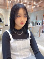 ロンド エスポワール 錦糸町(Lond espoir)&nbsp;黒髪レイヤーロンググレーベージュ前髪パーマ【韓国ヘア鈴木颯】