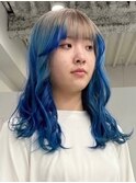 ブルーグラデーション[新宿駅/ワンレン/ダブルカラー/小顔] 