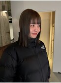 オリーブグレージュ/ロングボブ