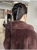 リボンで魅せる！大人可愛い編み込みアレンジ