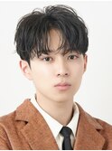 韓国マッシュフェザーパーマニュアンスパーマセンターパート黒髪