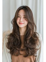 ケシキ 表参道 原宿(kesiki.)&nbsp;ミディアムレイヤー顔周りカットハッシュカットワンホンレイヤー