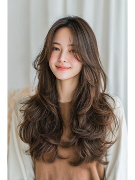 ケシキ 表参道 原宿(kesiki.) ミディアムレイヤー顔周りカットハッシュカットワンホンレイヤー