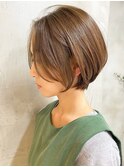 武蔵小杉ストレートパーマミディアムボブベージュアッシュグレー