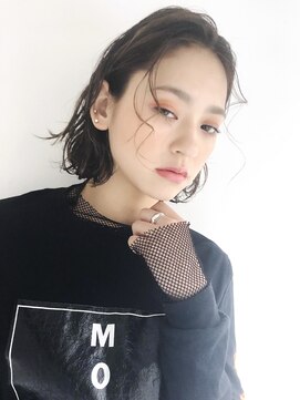 アイティー バイ アルバム 中野店(IT by ALBUM) 大人ナチュラルボブ_オリーブカラーハイライトカラー_86543