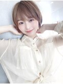 say.イメチェン外ハネボブ美髪ワイドバングショートボブベージュ
