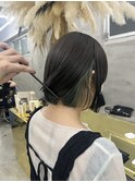 キャッチーなインナーグリーンのマッシュボブ