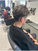 フェザーショートアップバングセンターパートメンズハイライト