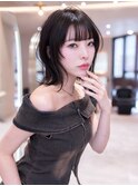顔まわりレイヤー／小顔／大人かわいい／ダークブラウン／