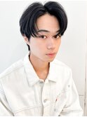 ダークアッシュカルマパーマハンサムショートセンターパート