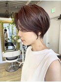 NUDEブリーチ無しカラー前髪なしショート大人ショートボブ