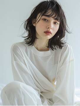 レヴ 草加店(LEV.) 外ハネブルーブラックワイドバング