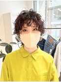 マッシュパーマショートパーマスパイラルパーマボーイッシュ女子