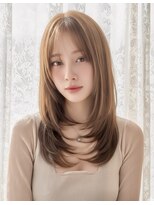 ウルヘアー 緑地公園(ulu hair)&nbsp;セミロングレイヤーカットストレートロングウルフカットベージュ