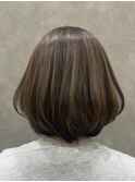 大人艶ボブ×白髪ぼかしハイライト