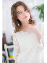 ヘアアンドビューティー ミック(Hair & Beauty miq)&nbsp;センターパートココアブラウン外国人風エアリーミディc1