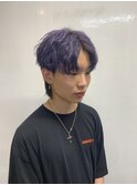 センターパートウルフカットダブルカラーケアブリーチカラー