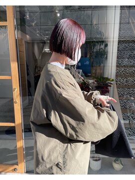 オムズドット(om's dot) ぱっつんボブ×パープル（お客様スタイル）