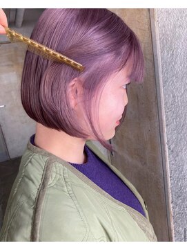 ガーデンヨコハマ(GARDEN YOKOHAMA) ミニボブ小顔ラベンダー切りっぱなしボブブリーチ前髪イメチェン