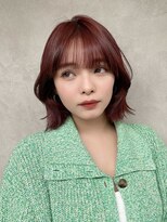 メゾンドイギー(MAISON de IGGY)&nbsp;シースルー前髪ニュアンスフェイスレイヤーボブダークピンク