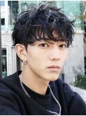 梅田シャドウパーマメンズマッシュセンターパートツイストパーマ