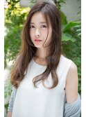 くびれヘア韓国風巻きアプリコットオレンジ夏ハイライトカラー