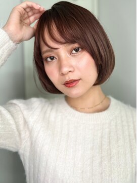 カバーヘア イヴ 戸頭店(COVER HAIR EVE) 斜めバング暖色系カラー大人美人ひし形丸みボブp1戸頭30代40代