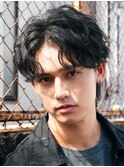 センターパートニュアンスパーマワンカールパーマ韓国コンマヘア