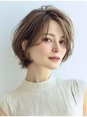 大人ショートボブ白髪ぼかし脱白髪染め30代40代50代60代♪