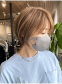 20代30代40代/大人可愛い/ピンクベージュ/小顔丸みショート