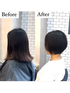 アグ ヘアー ミロ 本厚木店(Agu hair milo) 【乾かしただけ】ボブとショートの間くらい 本厚木