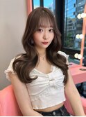 韓国ヘア/くびれヘア/顔まわりカット/前髪あり/グレージュカラー