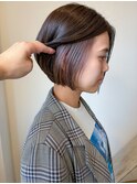 【宮本】ケアブリーチアッシュベージュ大人可愛いひし形ボブ丸み