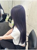 色落ちグレーのダークラベンダー/顔周りカット/ストレートロング