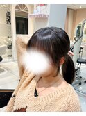 結んでも可愛い!【小顔カット】で叶える韓国風後れ毛バング