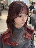 リアンバイアリュール(Lian by Allure)&nbsp;カシスレッドグラデーションレイヤーカット韓国巻き
