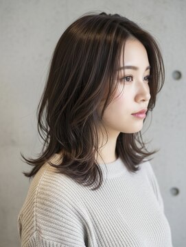 フルショウ 苦楽園店(FURUSHO) ミディアムレイヤー/韓国巻き/ハッシュカット/ダークアッシュ