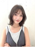 イメチェン/ピンクベージュ/ミディアムレイヤーカット/前髪/韓国