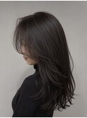 髪質改善カラーロングヘア透明グレージュ