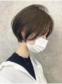 大人丸みショートボブ 透明感ベージュ イルミナカラー  20代30代