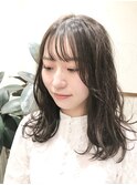 波ウェーブ×大人気くすみカラー【カーキ】