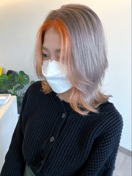 フェーディン(fa/din) ブロンドベージュ×フェイスハイライトオレンジ