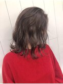 切りっぱなしミディアム☆ラベンダーグレージュ