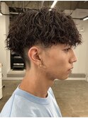 ツイストスパイラルパーマツーブロックメンズマッシュパーマ