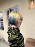 ブルージュグラデーションカラーボブ