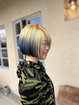 ワンネスヘアーサロン(oneness hair salon) ブルージュグラデーションカラーボブ