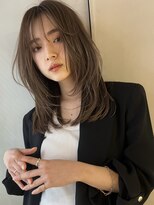 サイン 表参道(SIGN)&nbsp;グレーベージュレイヤーロング前髪パーマ黒髪